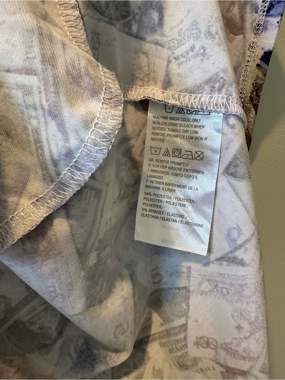 Attitudes by Renee size S Cream Money-Print Button Tunic with Pockets - Picture 5 of 6
